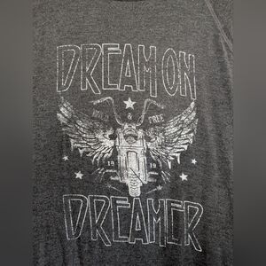 Gray Graphic Long Sleeve Tee with Motorcycle Design Zutter Size L